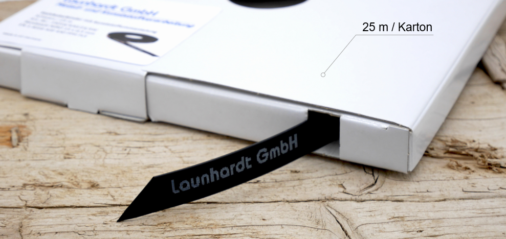 08_15er Spannband schwarz im Spenderkarton