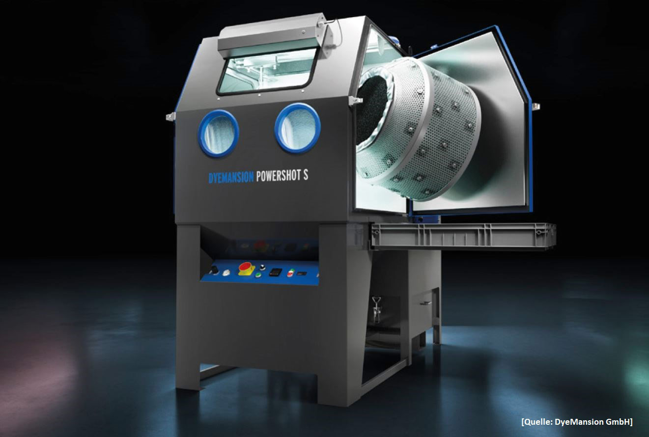 DyeMansion PowerShot S - Nachbearbeitung 3D-Druck - automatisierter 3D-Druck - Glätten von SLS-Bauteilen
